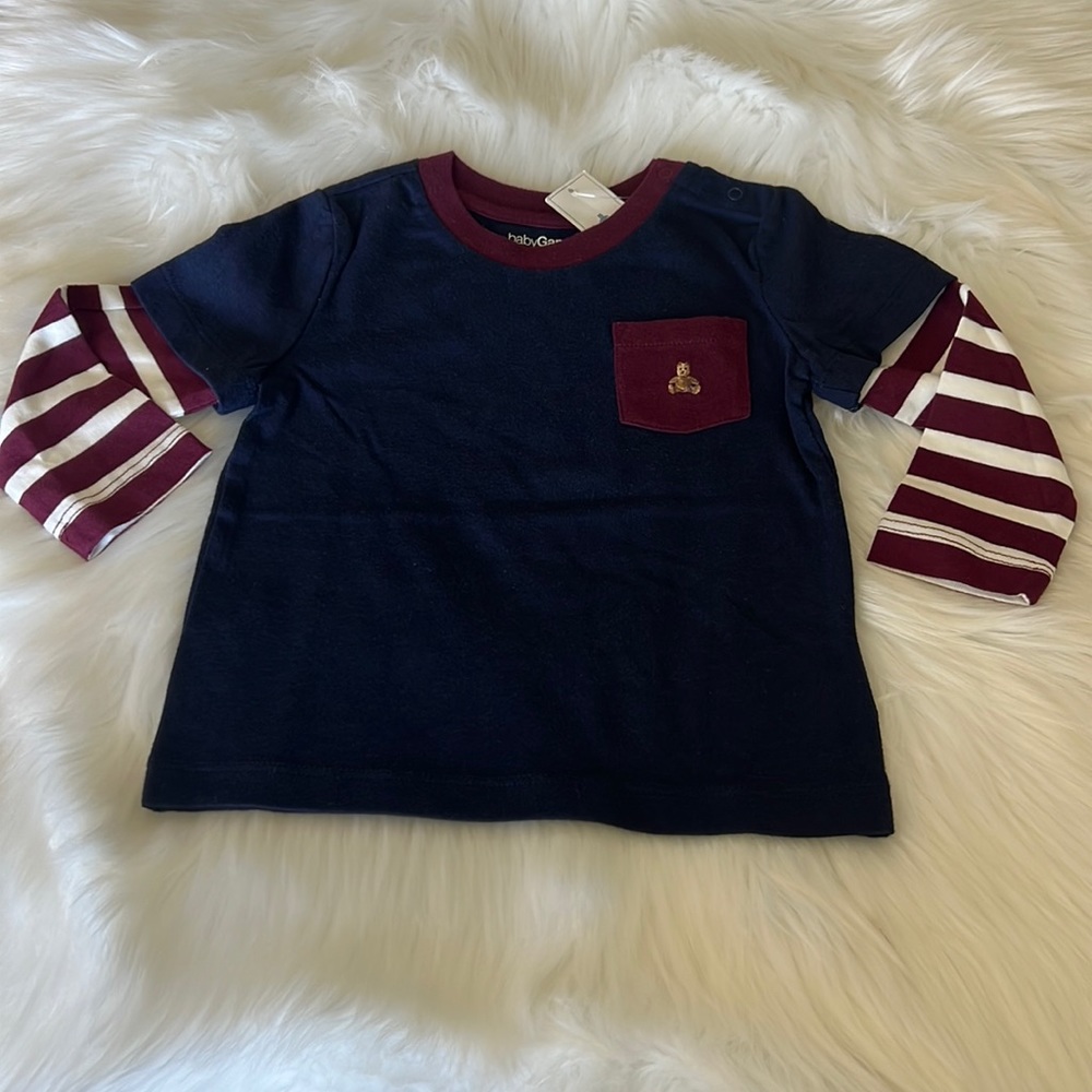 Baby Gap Boy's 18-24 months long sleeve pocket Shirt gap bear embroidery new